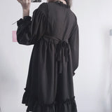 Gothic Lolita Harajuku Style Clothing Autumn and Winter Lolita Bow Lacing Chiffon Dress