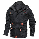 Men Fit Bomber Jacket Windbreaker Moto Street Coat Winter Casual plus Size Hooded Men's Jacket plus Velvet Thick Mid-Length Coat