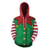 Ugly Christmas Sweater 3D Elk Digital Printed Hood Pullover Sweater