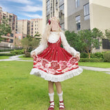 Gothic Lolita Harajuku Style Clothing Afternoon Tea Time JSK Japanese Girl Sling Dress Veil