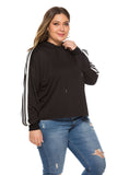 Women Plus Size Tops Ribbon Hooded Loose Sweater