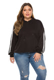 Women Plus Size Tops Ribbon Hooded Loose Sweater