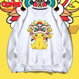 Men and Women Pokemon Pikachu Hoodie Pikachu round Neck Sweater