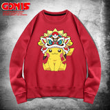 Men and Women Pokemon Pikachu Hoodie Pikachu round Neck Sweater