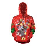 Ugly Christmas Sweater 3D Elk Digital Printed Hood Pullover Sweater