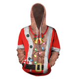 Ugly Christmas Sweater 3D Elk Digital Printed Hood Pullover Sweater