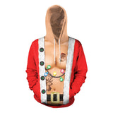 Ugly Christmas Sweater 3D Elk Digital Printed Hood Pullover Sweater