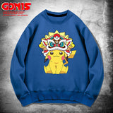 Men and Women Pokemon Pikachu Hoodie Pikachu round Neck Sweater