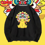 Men and Women Pokemon Pikachu Hoodie Pikachu round Neck Sweater