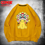 Men and Women Pokemon Pikachu Hoodie Pikachu round Neck Sweater