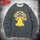 Men and Women Pokemon Pikachu Hoodie Pikachu round Neck Sweater
