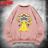 Men and Women Pokemon Pikachu Hoodie Pikachu round Neck Sweater