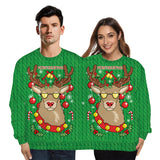 Ugly Christmas Sweater Double Sweater Reindeer Digital Printing Men's and Women's One-Piece Sweater Couple Wear