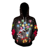 Ugly Christmas Sweater 3D Elk Digital Printed Hood Pullover Sweater