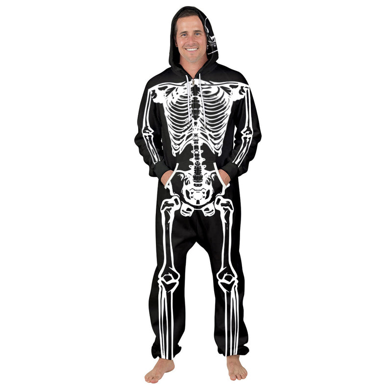 Skeleton Hoodie Autumn Space Suit Digital Printing Men's and Women's Fleece Sweater Jumpsuit