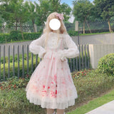 Gothic Lolita Harajuku Style Clothing Afternoon Tea Time JSK Japanese Girl Sling Dress Veil