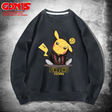 Men and Women Pokemon Pikachu Hoodie Pikachu round Neck Sweater