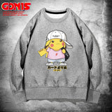 Men and Women Pokemon Pikachu Hoodie Pikachu round Neck Sweater