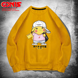 Men and Women Pokemon Pikachu Hoodie Pikachu round Neck Sweater