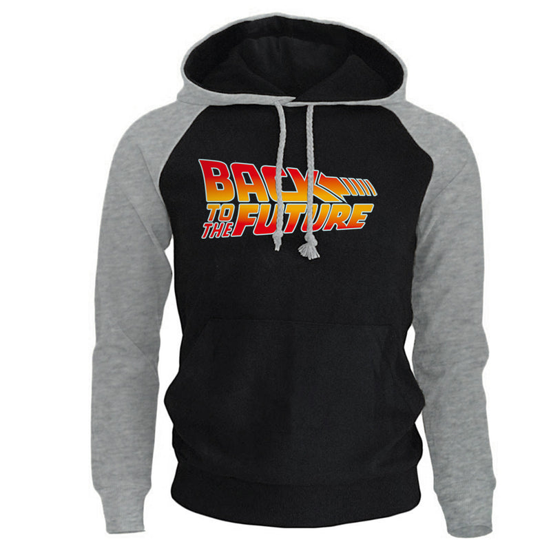Back to the Future Costume Autumn plus Size Men's Raglan Sleeve Colorblock Hood