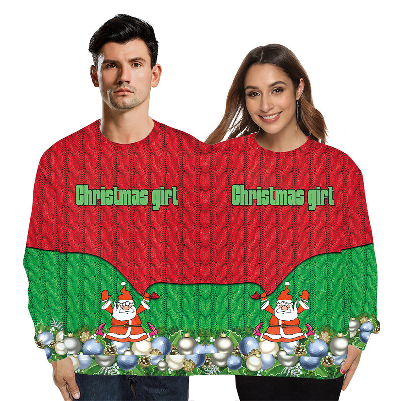 Ugly Christmas Sweater Double Sweater Reindeer Digital Printing Men's and Women's One-Piece Sweater Couple Wear