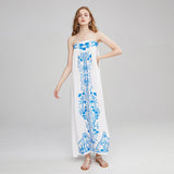 Women Dresses Bohemian Embroidered Tube Top Sexy Fashion Dress Long Dress