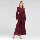 Muslim Women Stylish Kashibo Abaya Muslim Ladies Long Gown Islamic Clothing Jilbab Jalabiya Fashion Round Neck Maxi Dress