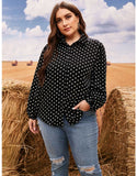 Women Plus Size Tops Polka Dot Loose Casual Shirt