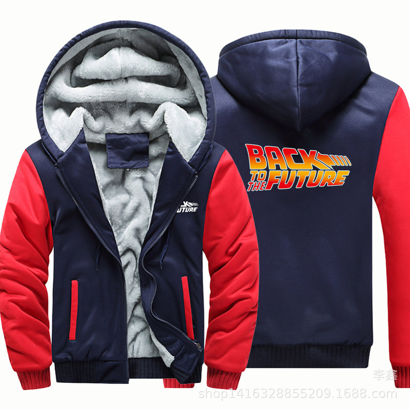 Back to the Future Costume Men's plus Size Coat Hooded Zipper Sweatshirt