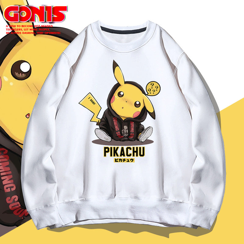 Men and Women Pokemon Pikachu Hoodie Pikachu round Neck Sweater