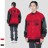 Blackair Jacket Blackair Vintage Fall Winter Coat PU Leather Sleeve Portrait Embroidered Baseball Jacket