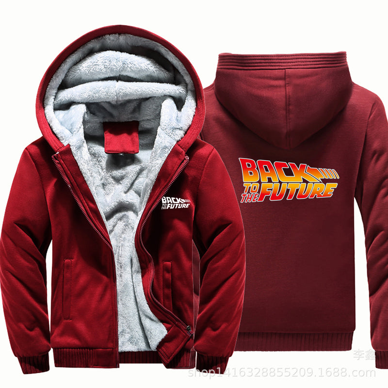 Back to the Future Costume Men's plus Size Coat Hooded Zipper Sweatshirt