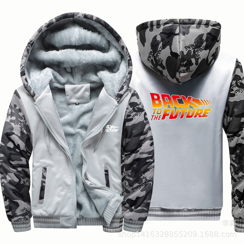 Back to the Future Costume Sweater Fleece-Lined Camouflage Clothing Men's Jacket