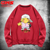 Men and Women Pokemon Pikachu Hoodie Pikachu round Neck Sweater