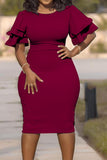 Women Plus Size Midi Dresses Slim Fit Patchwork Step Dress