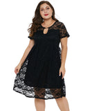 Women Plus Size Midi Dresses Sexy Lace Stitching Mid-Length Dress