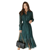 Beth Dutton Outfits Slim Fit Elegance Retro Shirt Lace Lace-up Long Sleeve Fishtail Dress