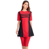 Burkini Swimwear Muslim Fashion Outfits Women Short Sleeve Stitching Conservative Beach Swimsuit