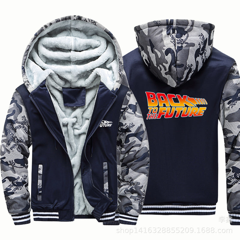 Back to the Future Costume Sweater Fleece-Lined Camouflage Clothing Men's Jacket