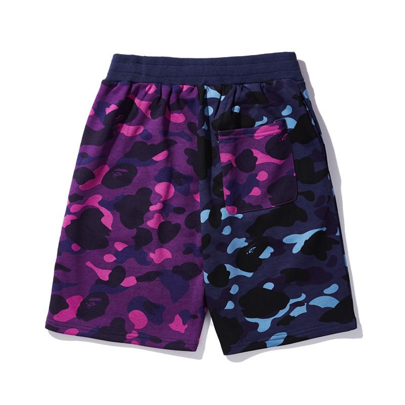 Shark Print Shorts Purple Patchwork Blue Men and Women Summer Camouflage Shorts Fashion Brand Casual Shorts