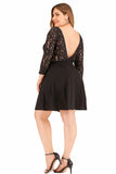 Women plus Size Dresses Fashion Back Deep V Lace Dress