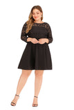 Women plus Size Dresses Fashion Back Deep V Lace Dress