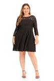 Women plus Size Dresses Fashion Back Deep V Lace Dress