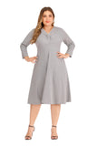 Women Plus Size Dresses Fashionable V-neck Mid-Length Knitted A- Line Dress