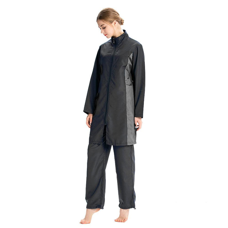 Burkini Muslim Swimwear Loose Plus Size Zipper Hooded Thin Sportswear