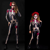Women Pants Suit Clothing Rose Skeleton Jumpsuit