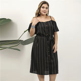 Women Plus Size Midi Dresses Spring/Summer Off-Shoulder Casual Midi Dress for Women