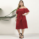 Women Plus Size Midi Dresses Spring/Summer Off-Shoulder Casual Midi Dress for Women