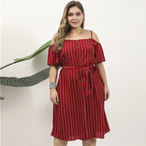 Women Plus Size Midi Dresses Spring/Summer Off-Shoulder Casual Midi Dress for Women