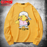 Men and Women Pokemon Pikachu Hoodie Cartoon Anime Long Sleeve T-shirt